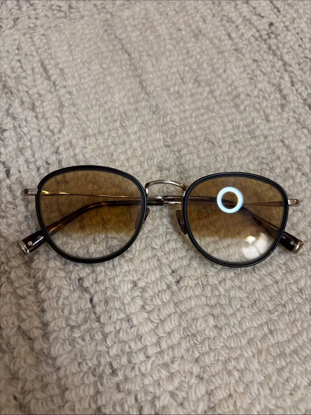 John Varvatos Black Round Sunglasses Brown Gradient Lenses